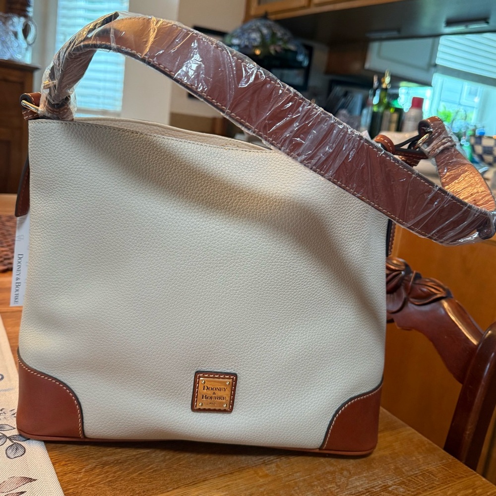Dooney & Bourke Pebble Leather Bone Large Sac